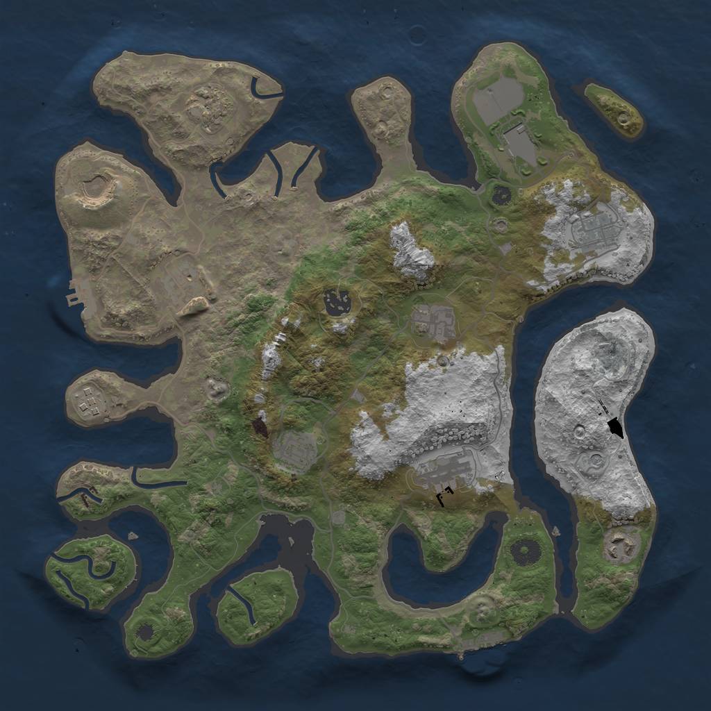 Rust Map: Procedural Map, Size: 3750, Seed: 740846527, 16 Monuments