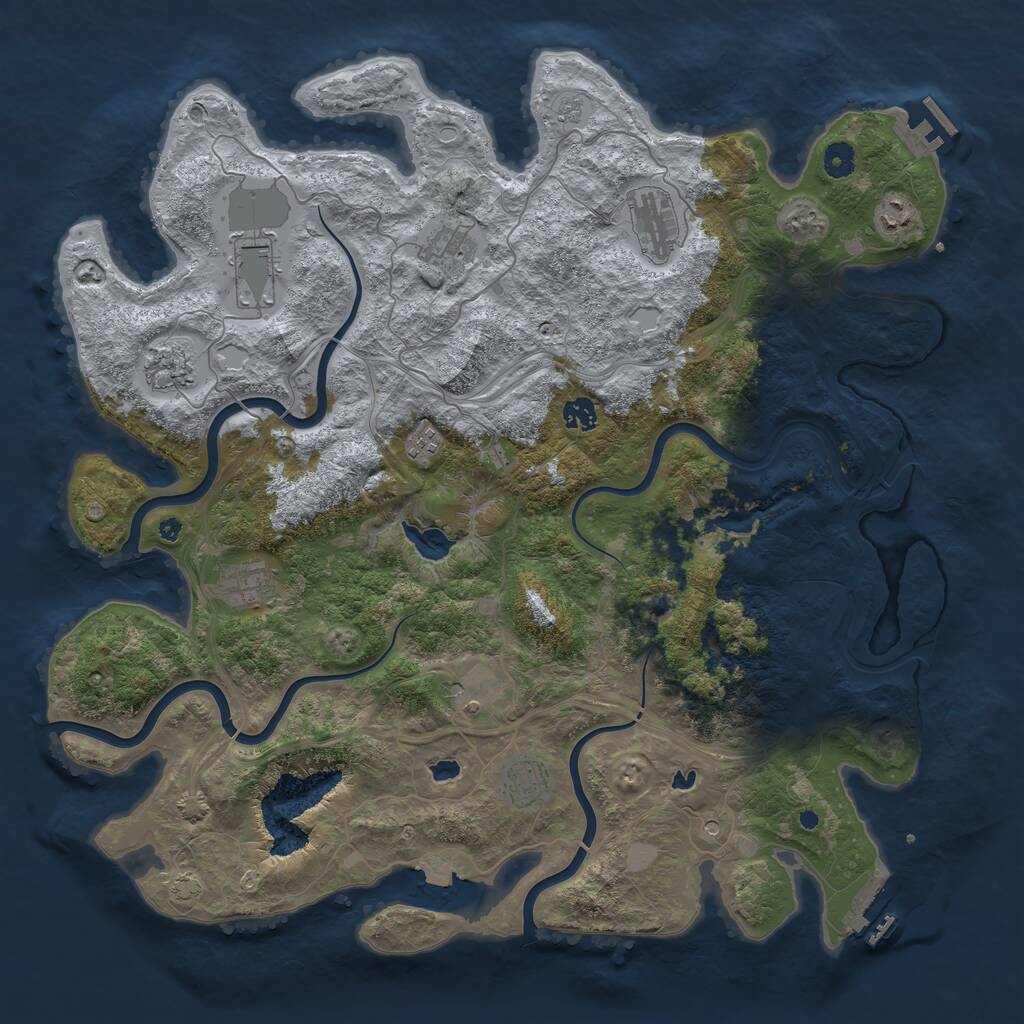 Rust Map: Procedural Map, Size: 4500, Seed: 28892675, 16 Monuments