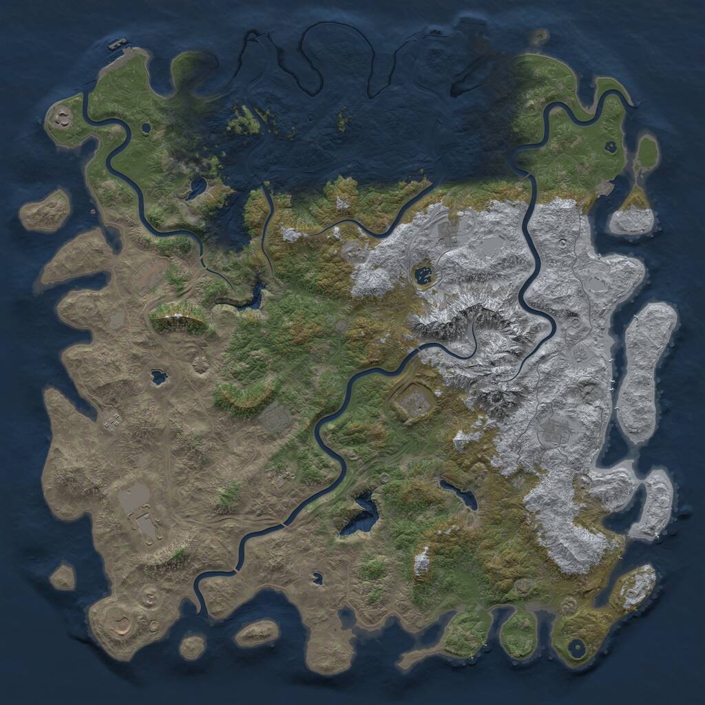 Rust Map: Procedural Map, Size: 6000, Seed: 555227, 17 Monuments