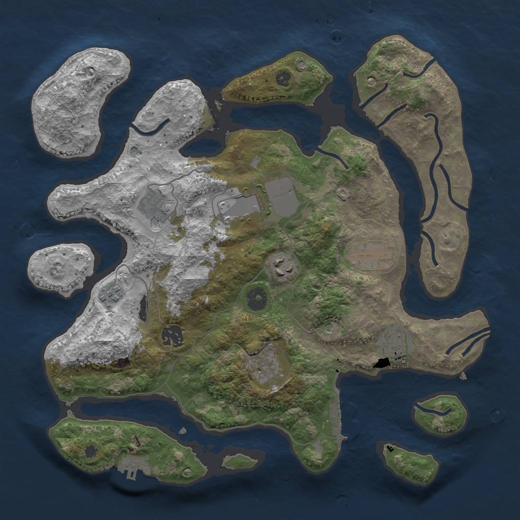 Rust Map: Procedural Map, Size: 3500, Seed: 25722321, 13 Monuments