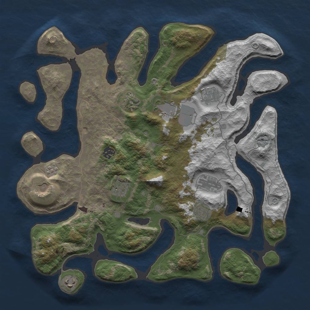 Rust Map: Barren, Size: 4000, Seed: 1524338324, 13 Monuments