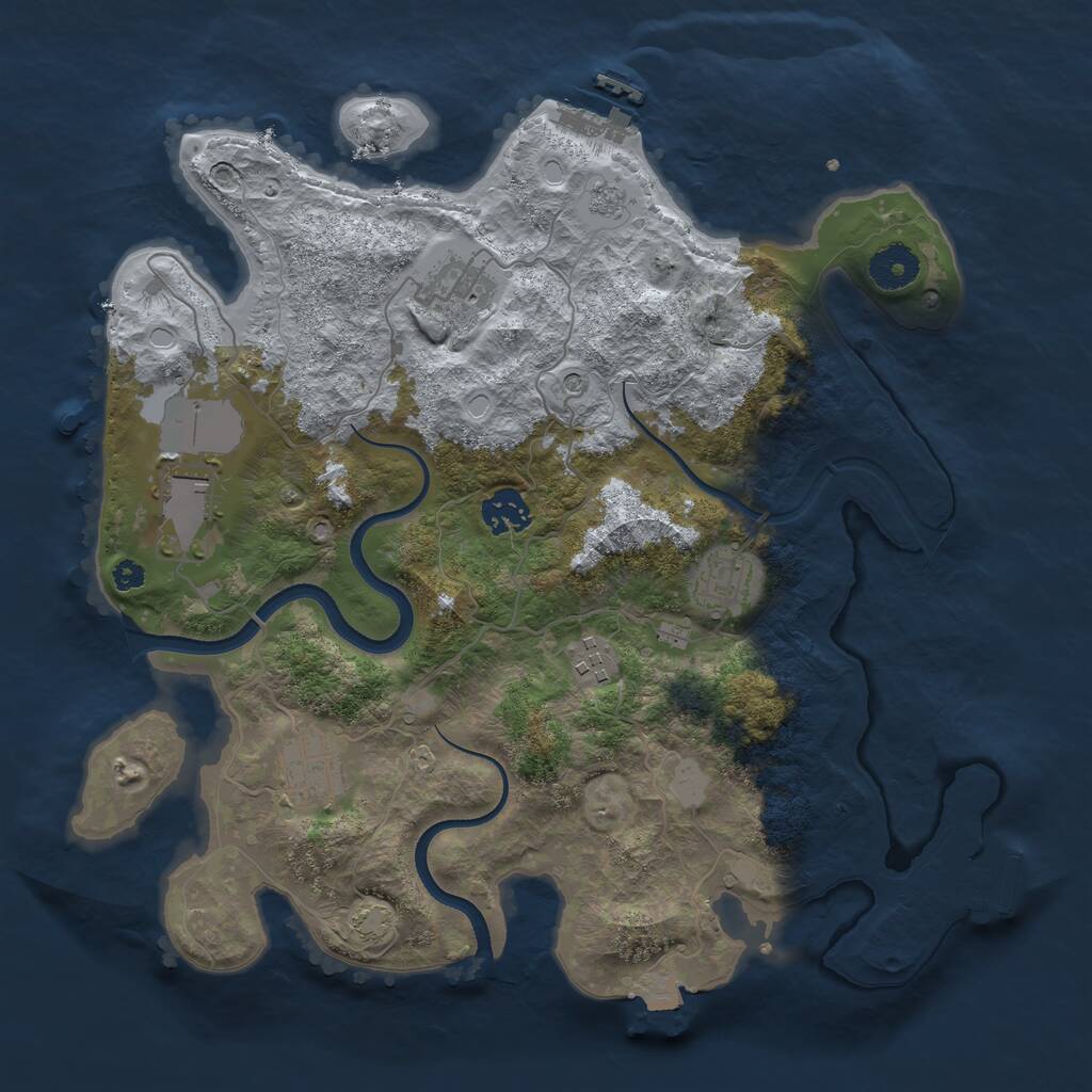 Rust Map: Procedural Map, Size: 3500, Seed: 5276547, 12 Monuments