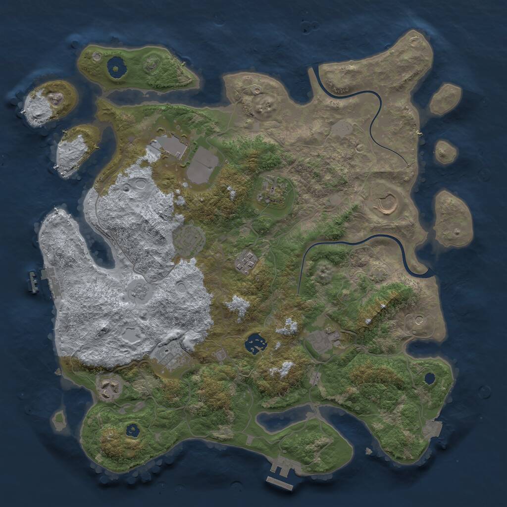 Rust Map: Procedural Map, Size: 3750, Seed: 554413441, 15 Monuments