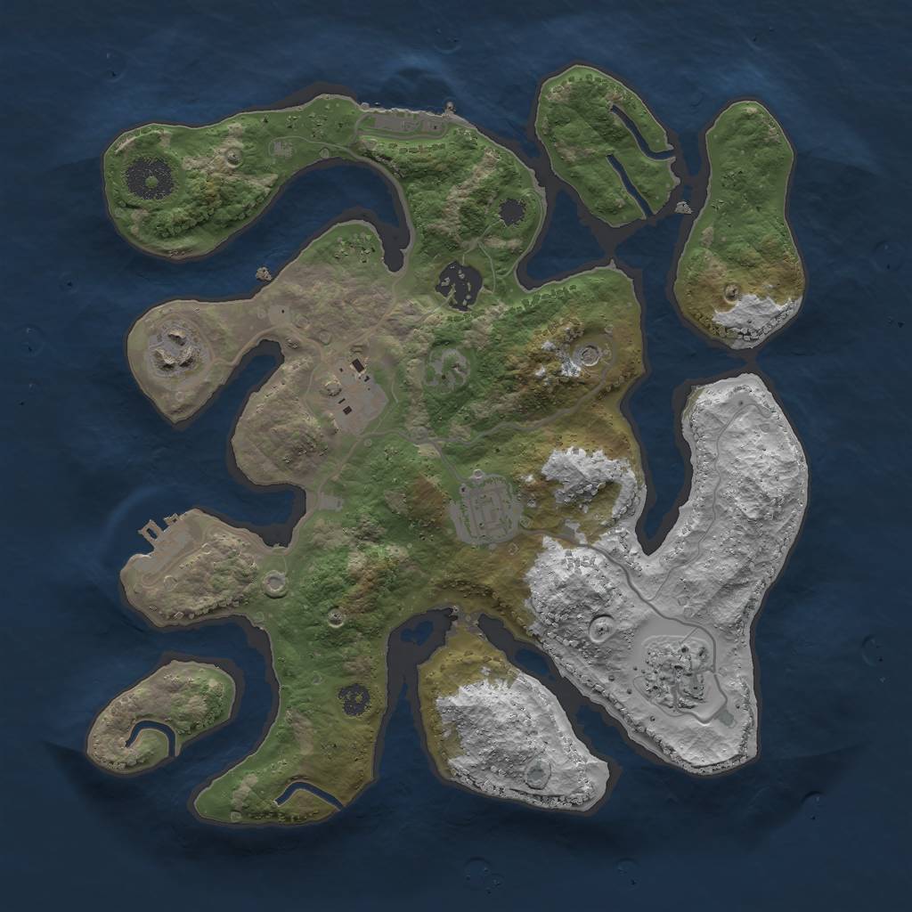 Rust Map: Procedural Map, Size: 3000, Seed: 676261449, 10 Monuments