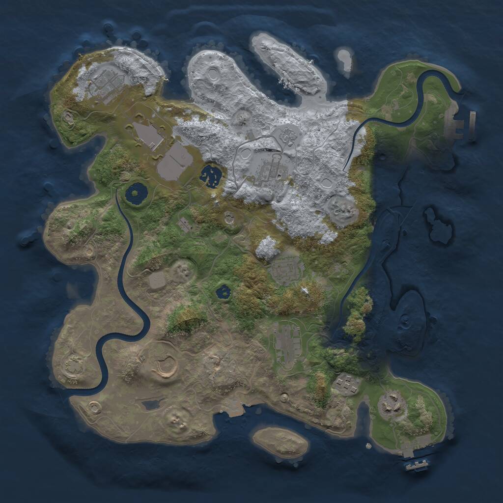 Rust Map: Procedural Map, Size: 3500, Seed: 754819902, 15 Monuments
