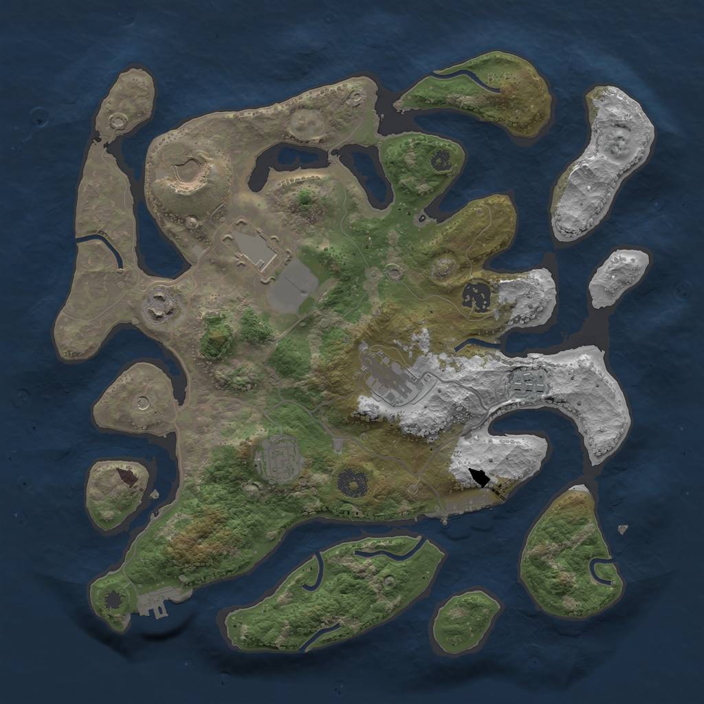 Rust Map: Procedural Map, Size: 3500, Seed: 2718293, 12 Monuments