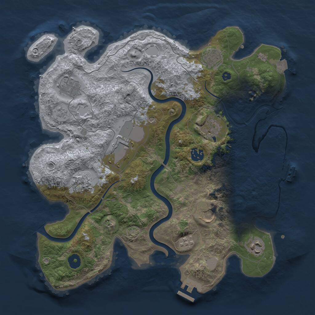 Rust Map: Procedural Map, Size: 3500, Seed: 1752298608, 15 Monuments