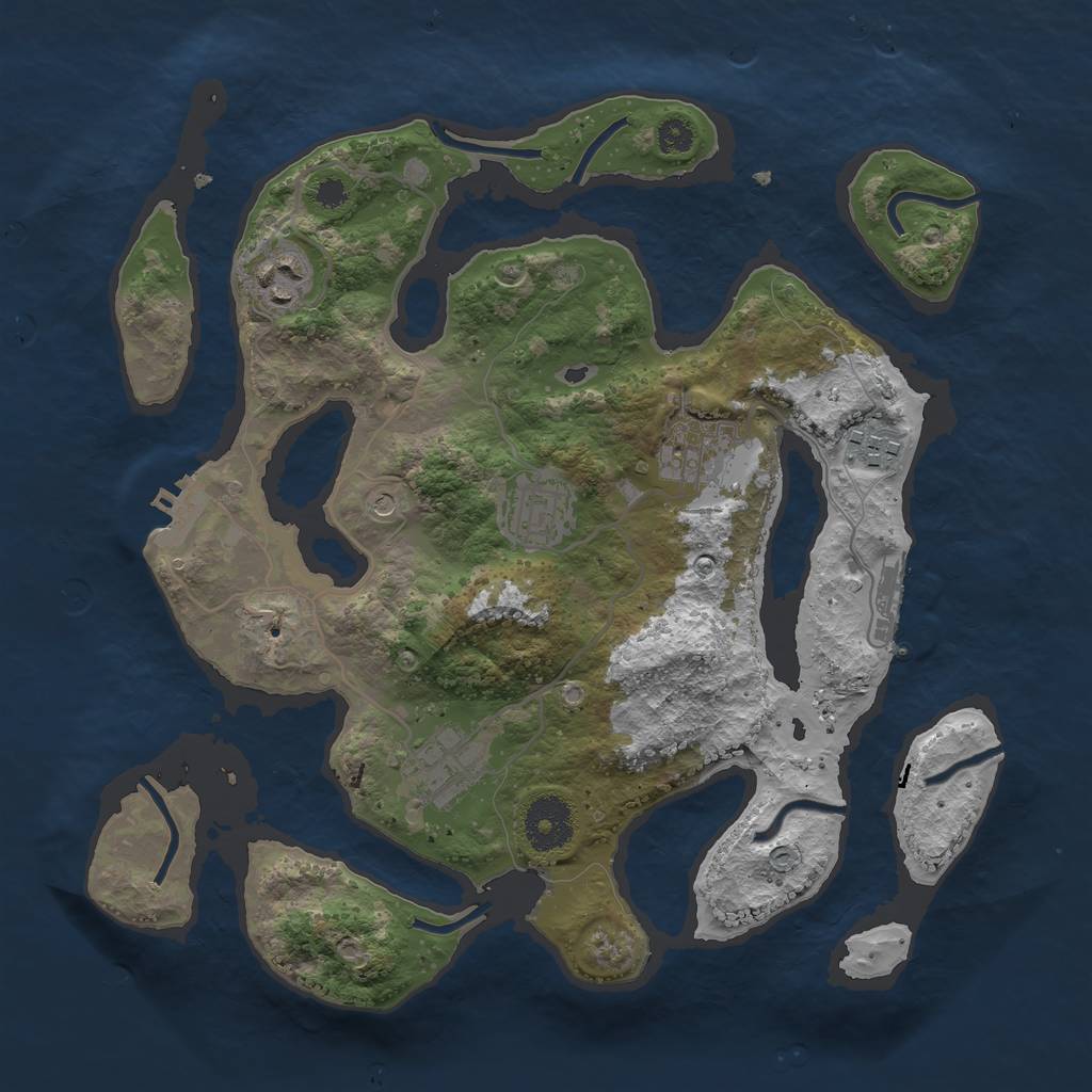 Rust Map: Procedural Map, Size: 3200, Seed: 645903222, 10 Monuments