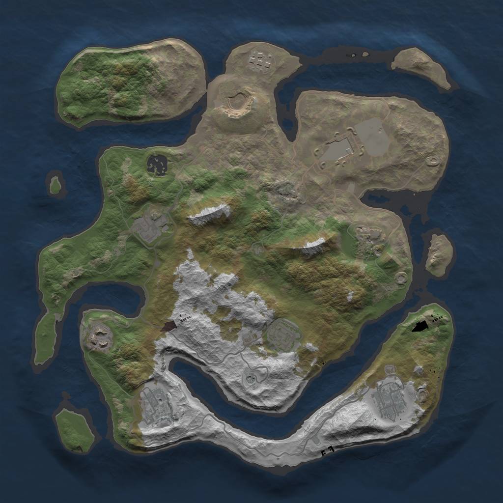 Rust Map: Barren, Size: 3500, Seed: 1472186365, 13 Monuments