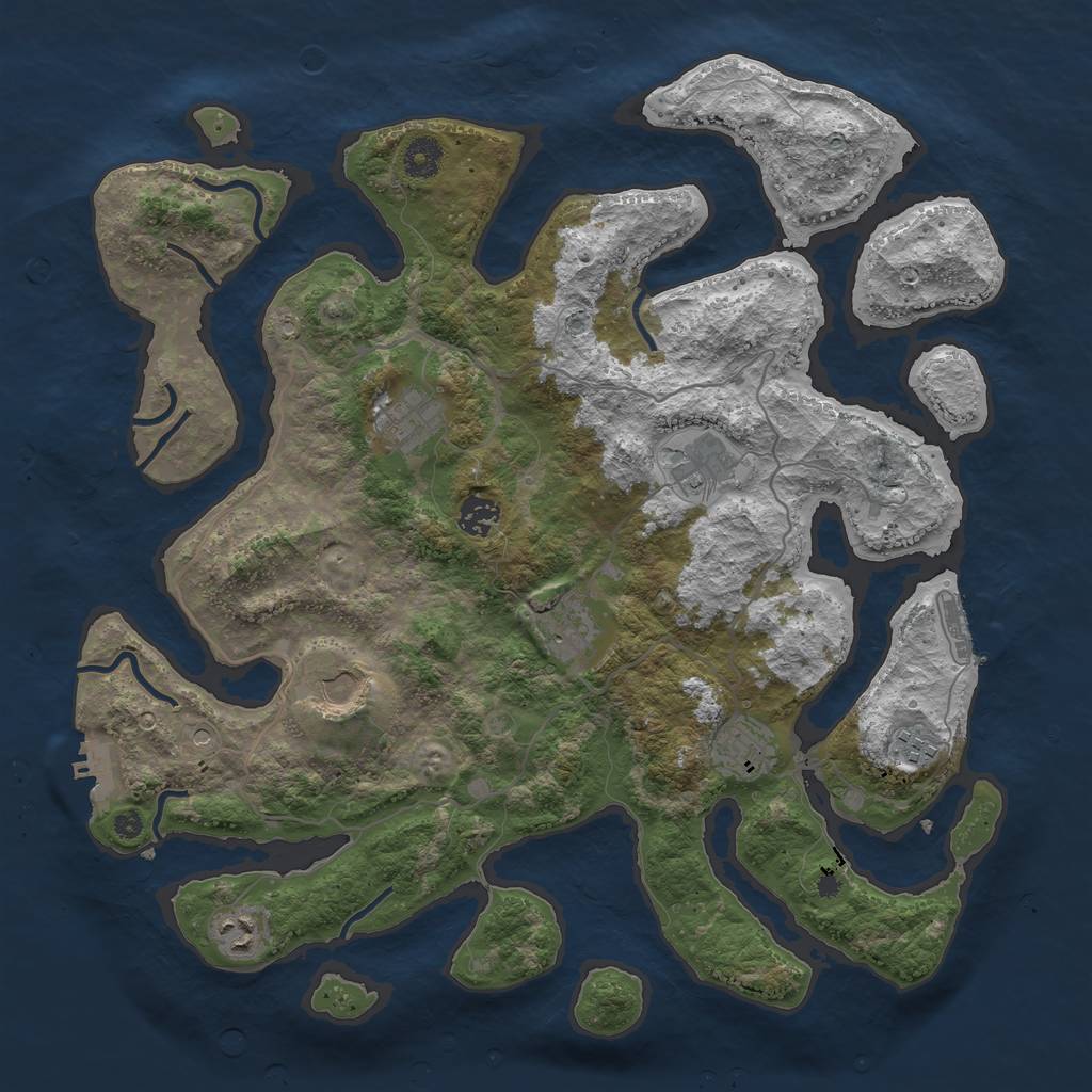 Rust Map: Procedural Map, Size: 4000, Seed: 997112, 13 Monuments