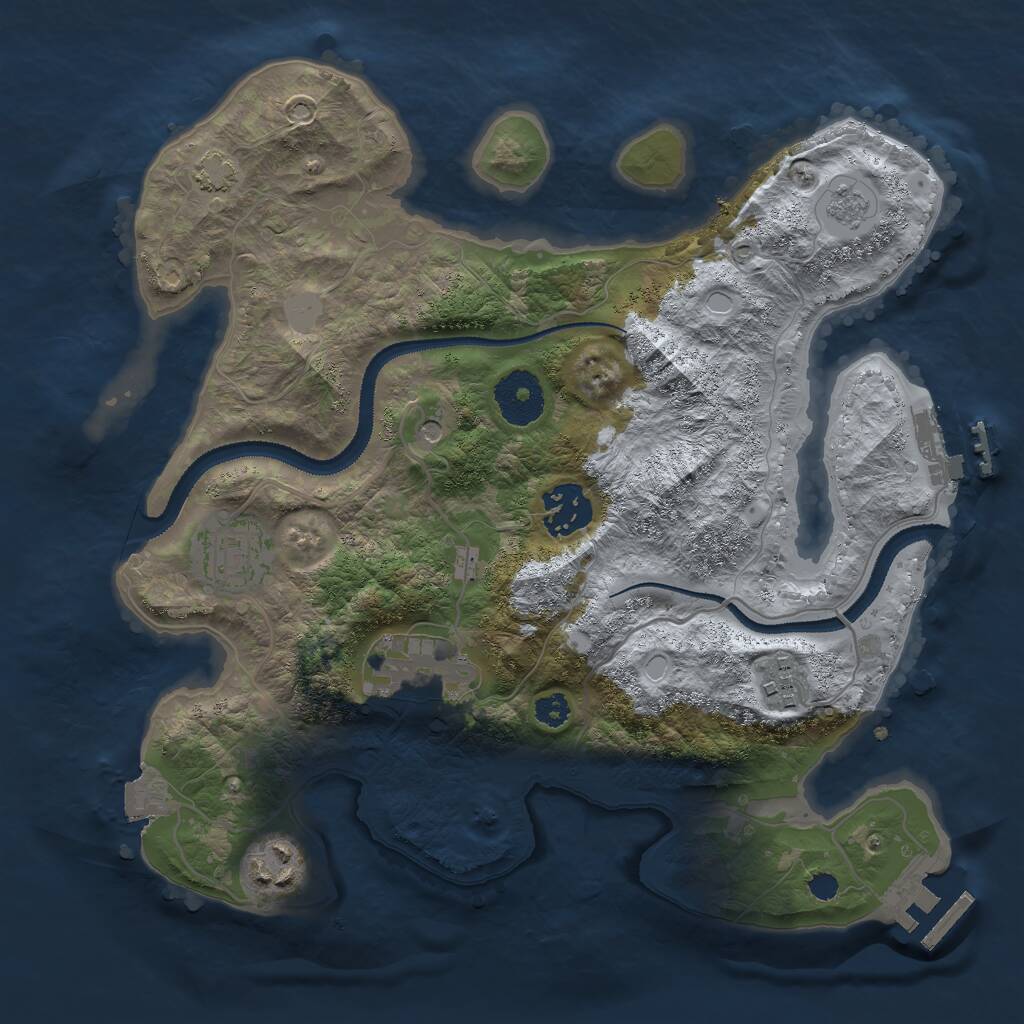 Rust Map: Procedural Map, Size: 3000, Seed: 1967833831, 11 Monuments