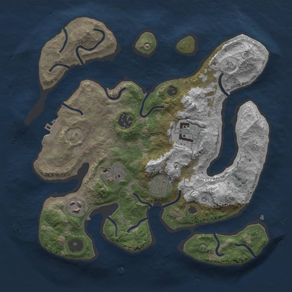 Rust Map: Procedural Map, Size: 3000, Seed: 1967833831, 9 Monuments