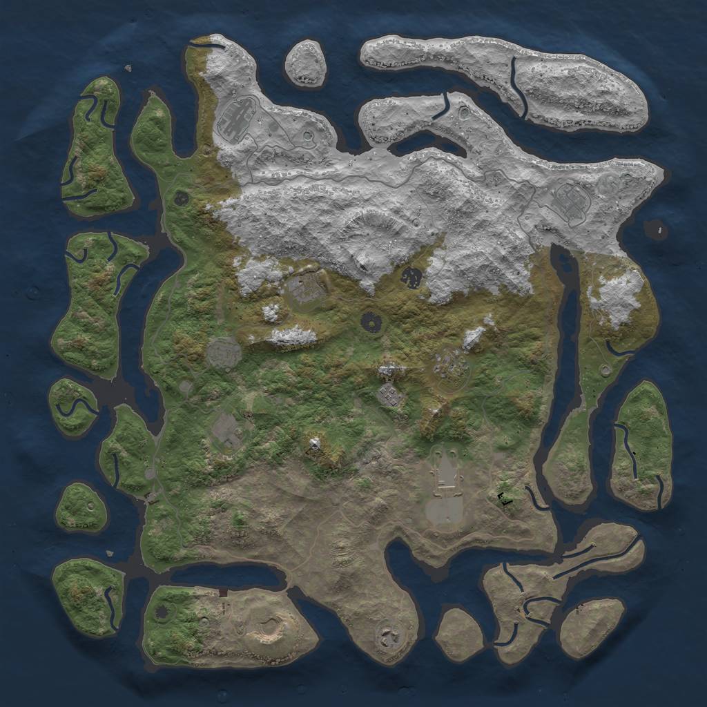 Rust Map: Procedural Map, Size: 5000, Seed: 1485, 14 Monuments