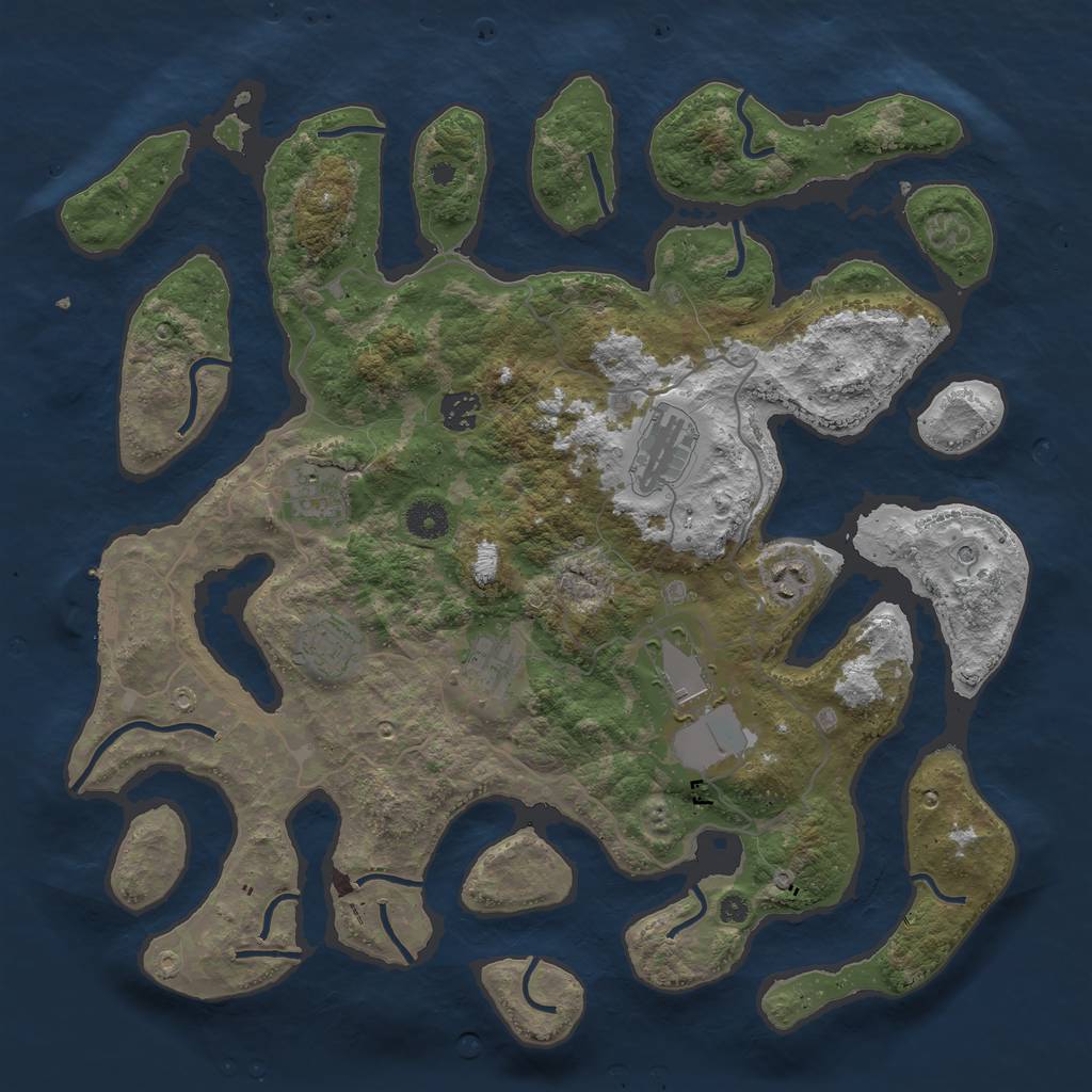 Rust Map: Procedural Map, Size: 4000, Seed: 864674570, 11 Monuments