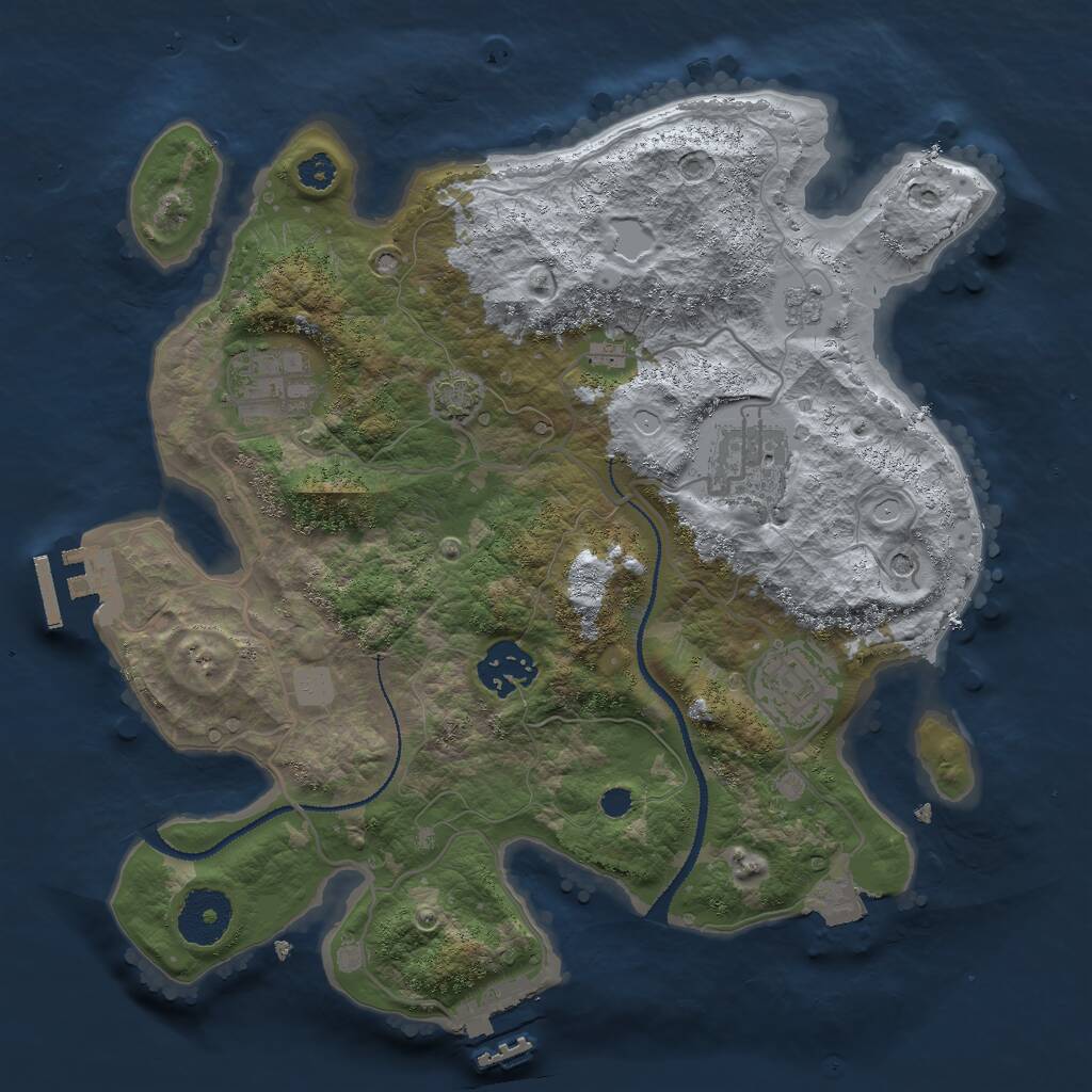 Rust Map: Procedural Map, Size: 3000, Seed: 1514, 10 Monuments
