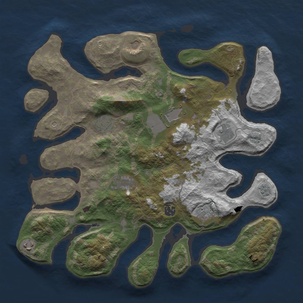 Rust Map: Barren, Size: 4000, Seed: 453451, 12 Monuments