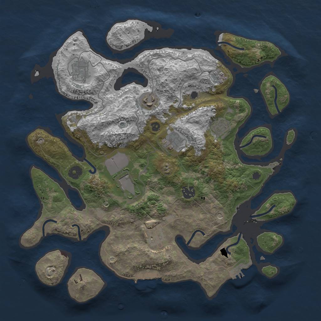 Rust Map: Procedural Map, Size: 3600, Seed: 1516725730, 13 Monuments