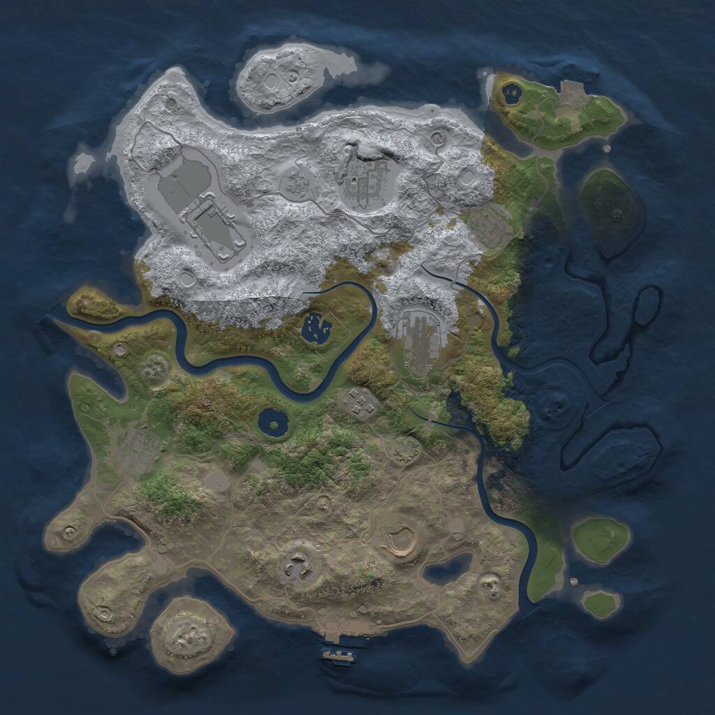 Rust Map: Procedural Map, Size: 3600, Seed: 1516725730, 14 Monuments