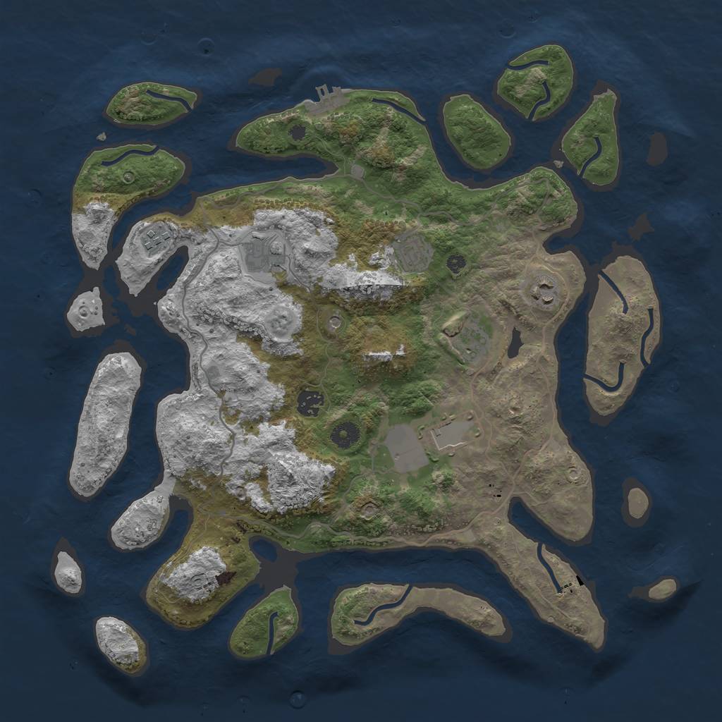 Rust Map: Procedural Map, Size: 4000, Seed: 15673, 11 Monuments