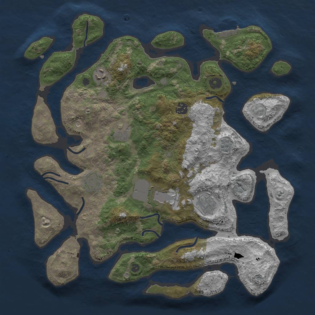 Rust Map: Procedural Map, Size: 3850, Seed: 8745169, 11 Monuments