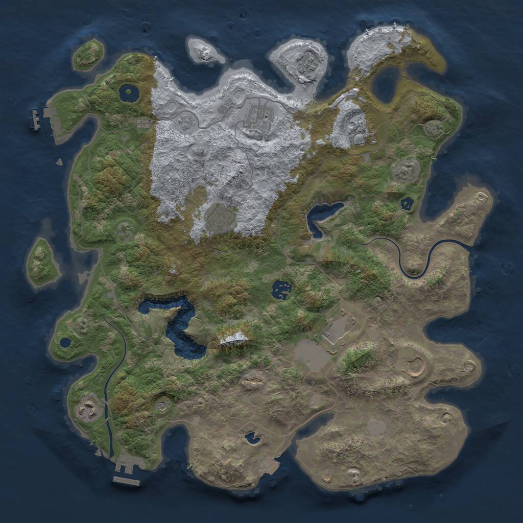 Rust Map: Procedural Map, Size: 4000, Seed: 851512, 14 Monuments