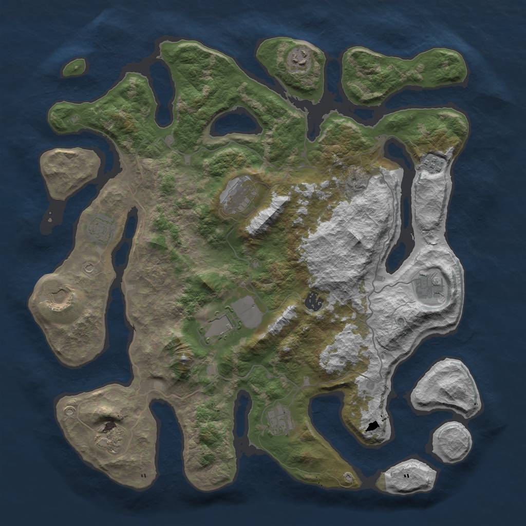 Rust Map: Barren, Size: 4300, Seed: 2094665487, 13 Monuments