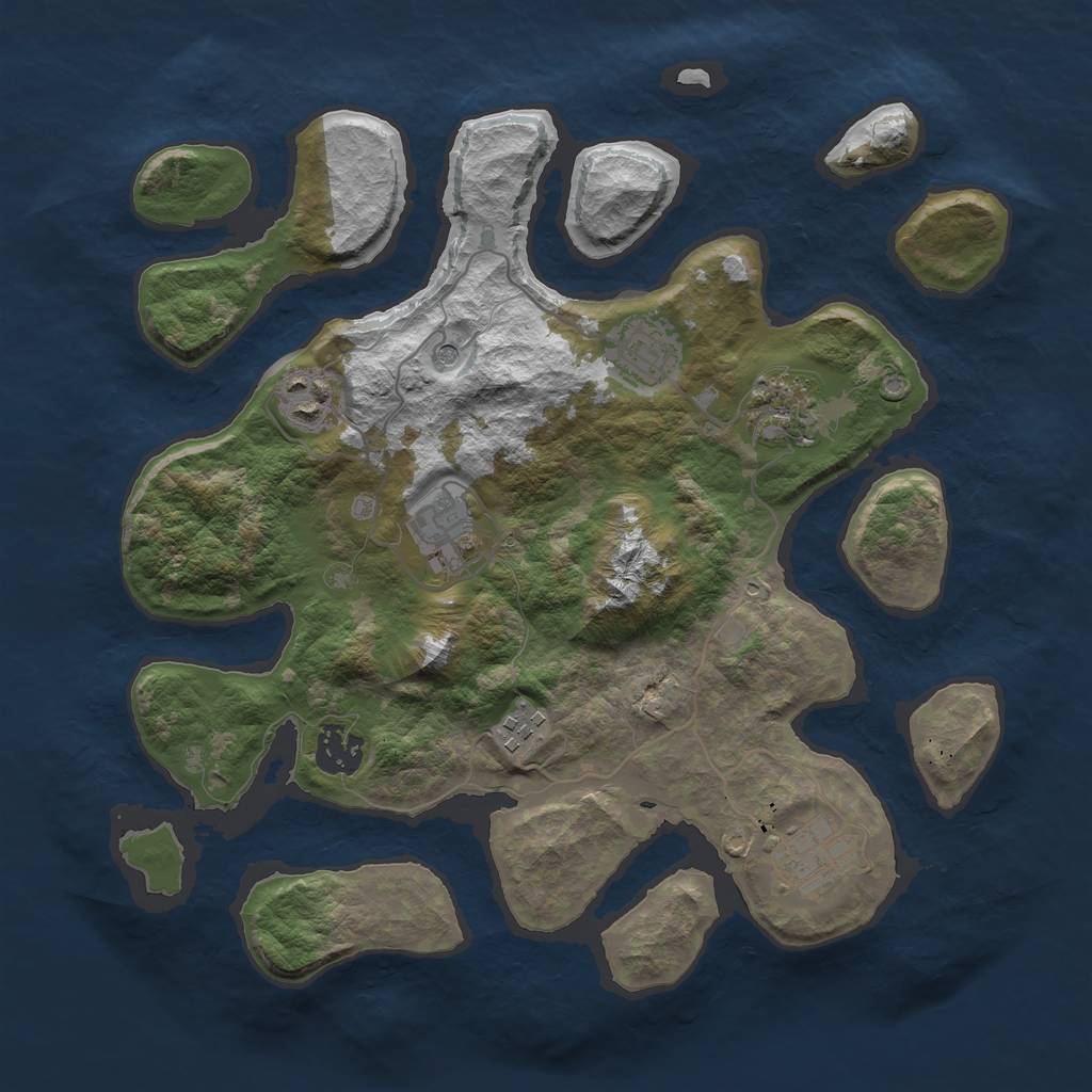 Rust Map: Barren, Size: 3300, Seed: 1234562334, 10 Monuments