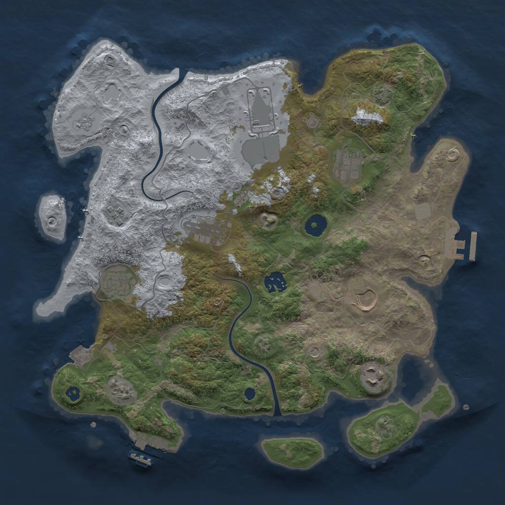 Rust Map: Procedural Map, Size: 3500, Seed: 666995933, 14 Monuments