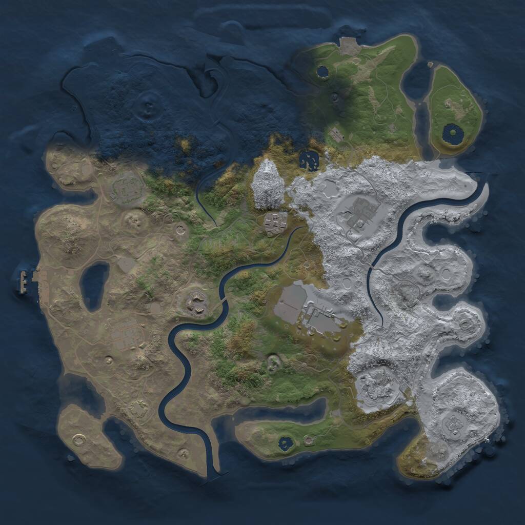 Rust Map: Procedural Map, Size: 3700, Seed: 764886258, 14 Monuments