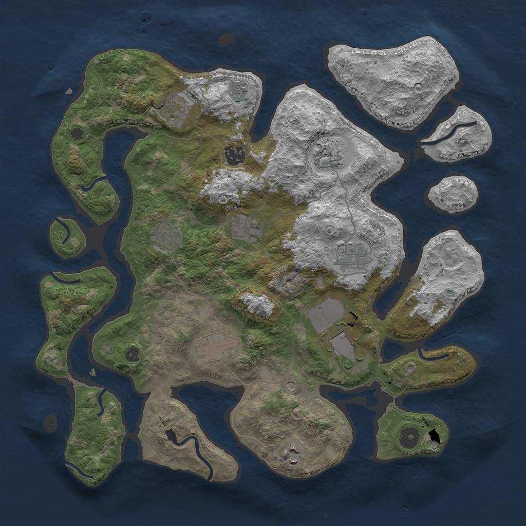 Rust Map: Procedural Map, Size: 3850, Seed: 1060592825, 13 Monuments