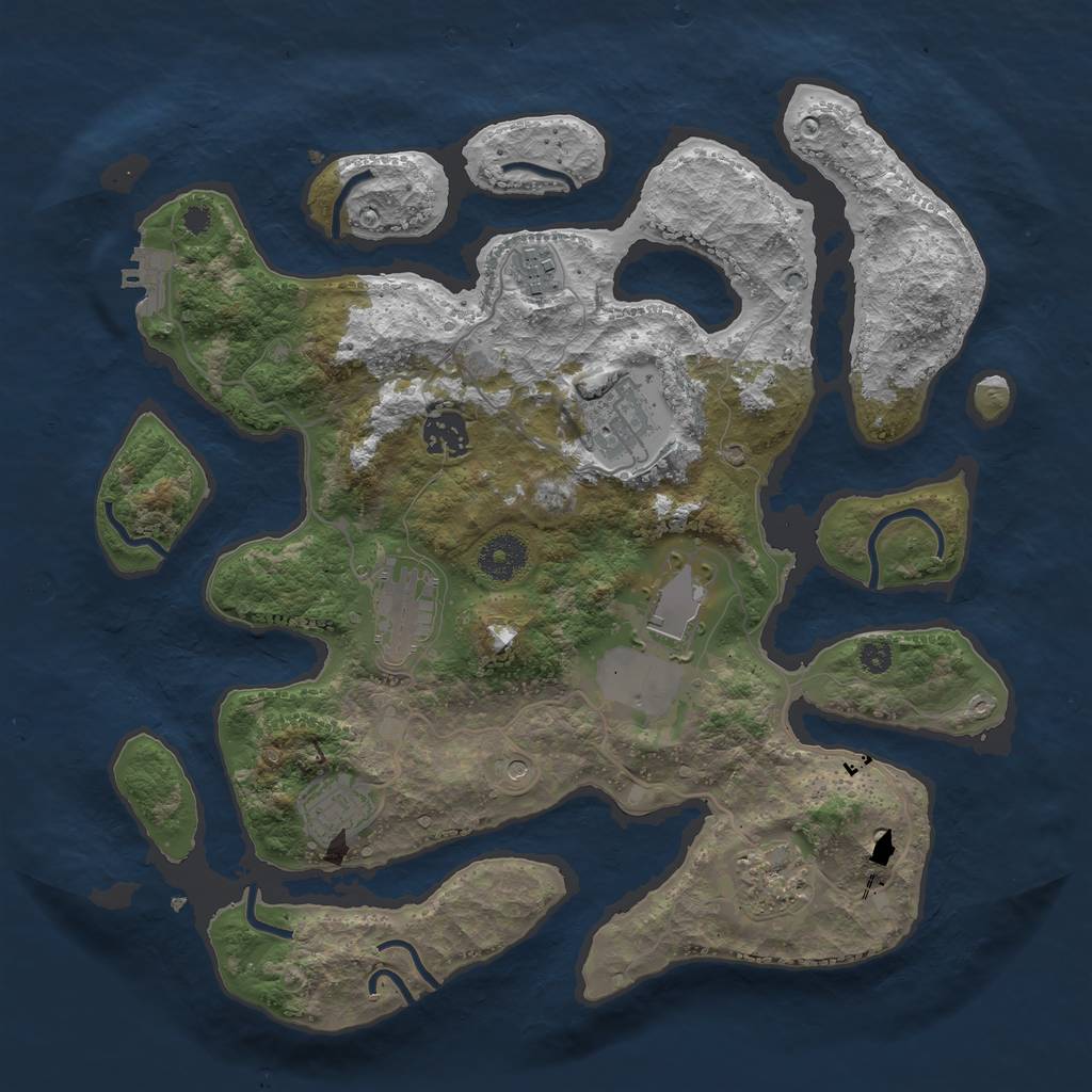 Rust Map: Procedural Map, Size: 3500, Seed: 807649, 11 Monuments