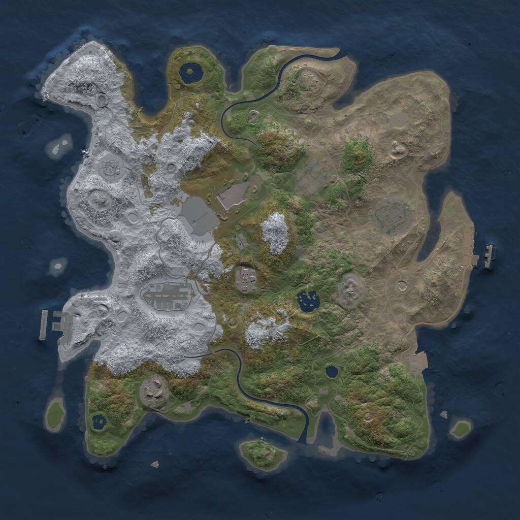 Rust Map: Procedural Map, Size: 3500, Seed: 529057847, 13 Monuments