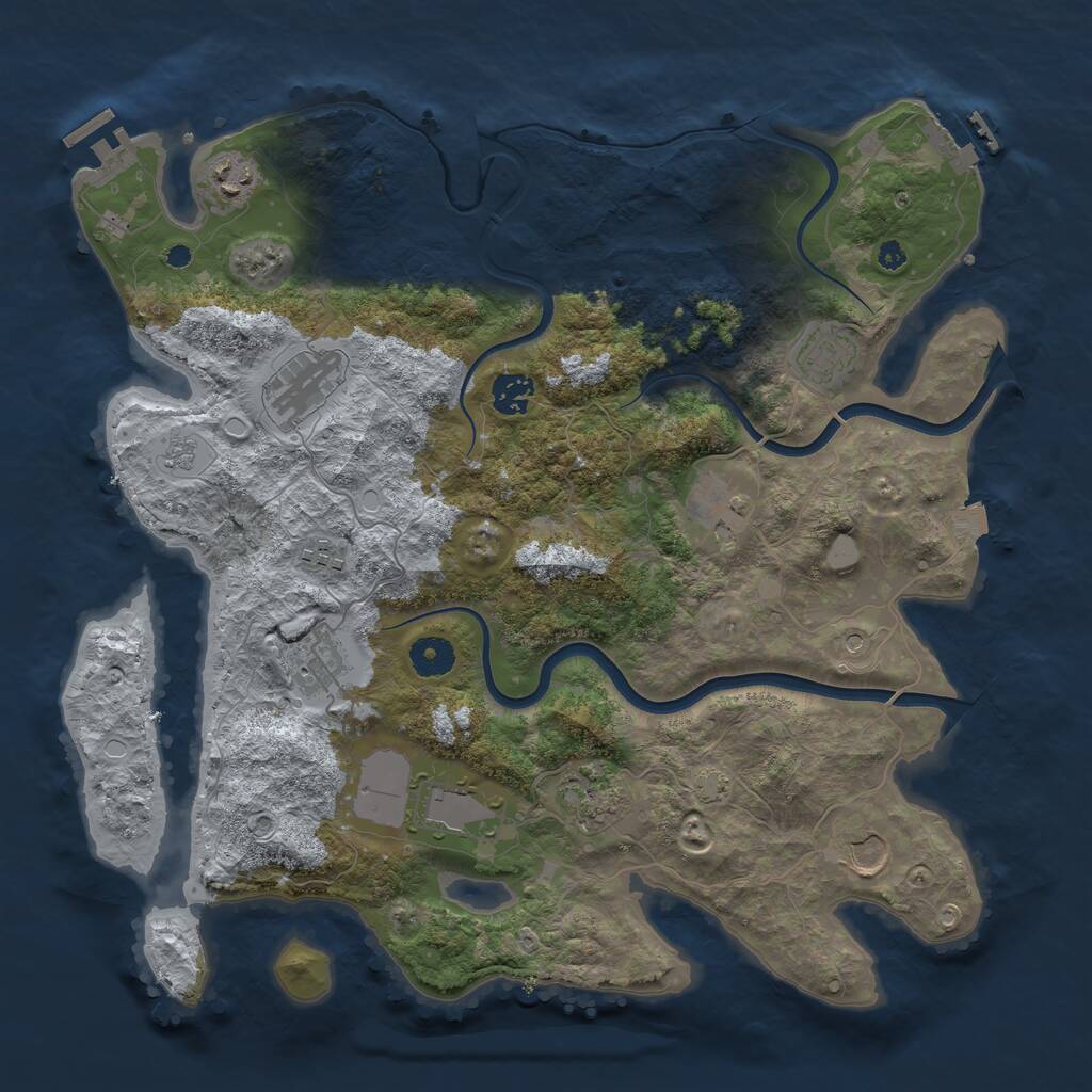 Rust Map: Procedural Map, Size: 3850, Seed: 534336863, 16 Monuments