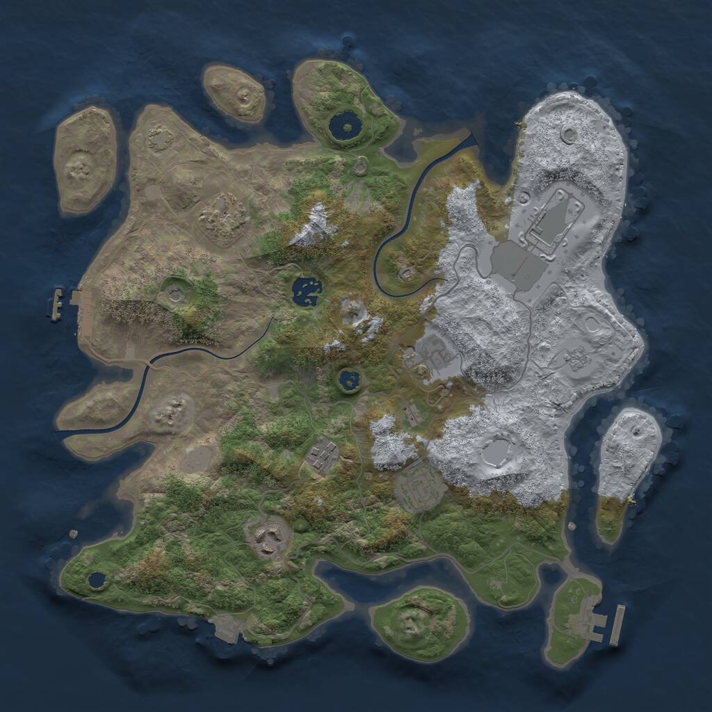 Rust Map: Procedural Map, Size: 3500, Seed: 225093, 13 Monuments