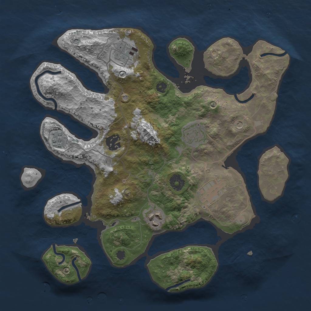 Rust Map: Procedural Map, Size: 3000, Seed: 715341, 9 Monuments