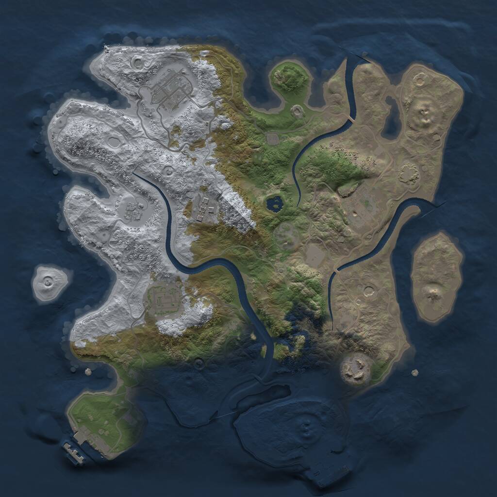 Rust Map: Procedural Map, Size: 3000, Seed: 715341, 11 Monuments