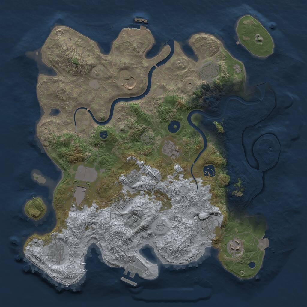 Rust Map: Procedural Map, Size: 3750, Seed: 449556127, 16 Monuments