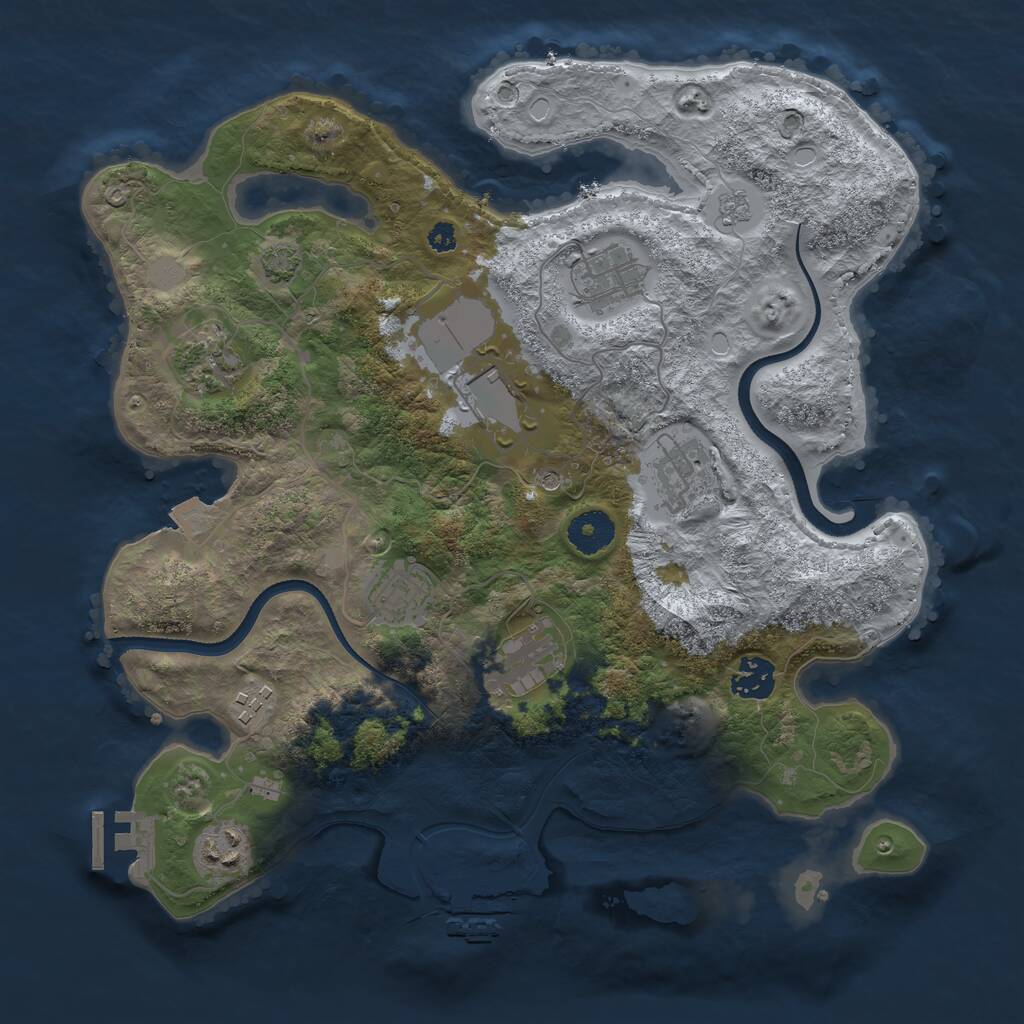 Rust Map: Procedural Map, Size: 3500, Seed: 216415555, 15 Monuments