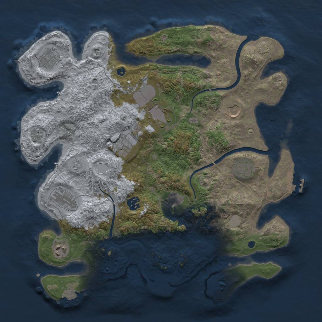 Rust Map: Procedural Map, Size: 3700, Seed: 1006066255, 16 Monuments