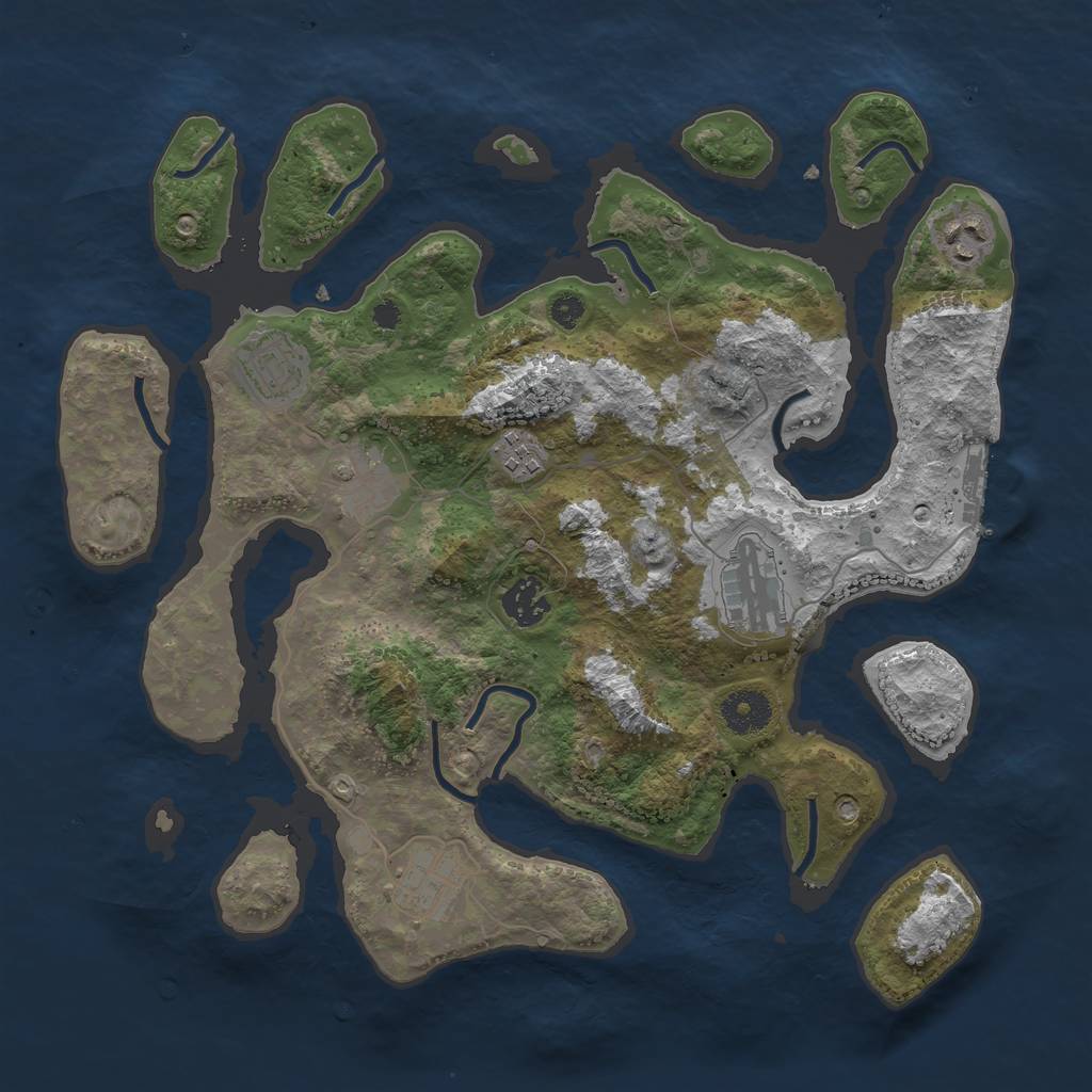 Rust Map: Procedural Map, Size: 3500, Seed: 9785015, 10 Monuments