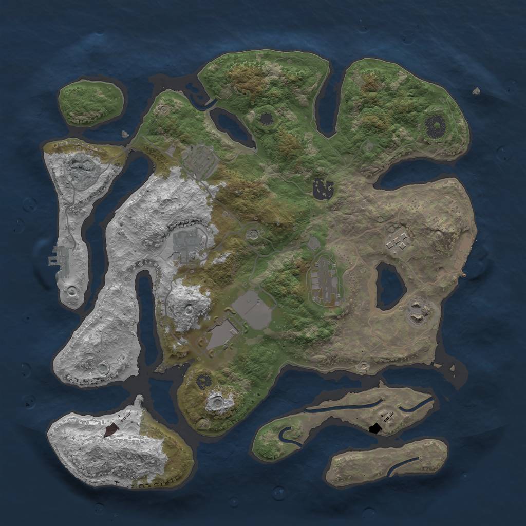 Rust Map: Procedural Map, Size: 3500, Seed: 502522, 12 Monuments