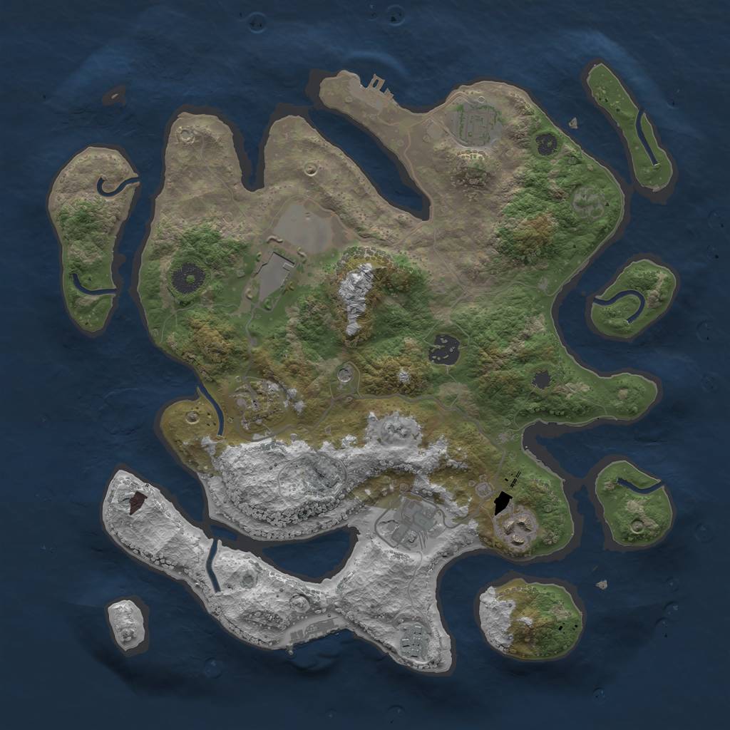 Rust Map: Procedural Map, Size: 3501, Seed: 6738, 12 Monuments