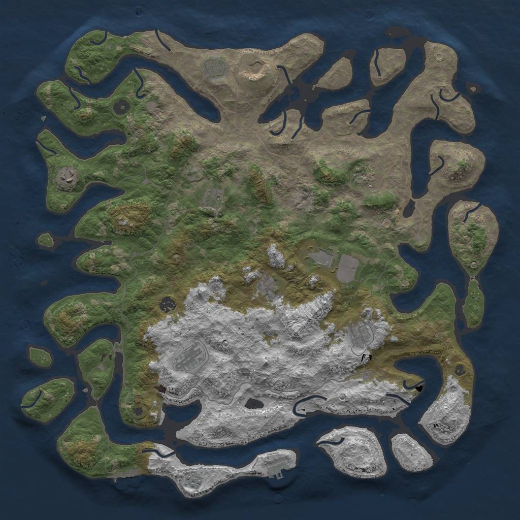 Rust Map: Procedural Map, Size: 5000, Seed: 54424, 16 Monuments
