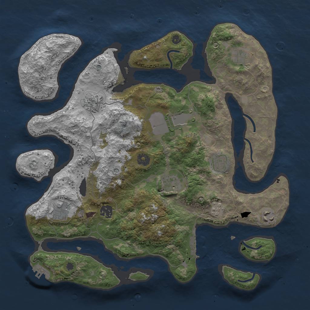 Rust Map: Procedural Map, Size: 3600, Seed: 25722321, 14 Monuments