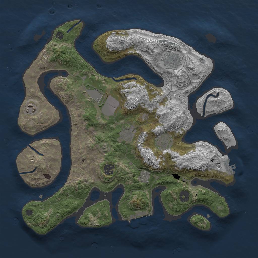 Rust Map: Procedural Map, Size: 3500, Seed: 60291738, 12 Monuments