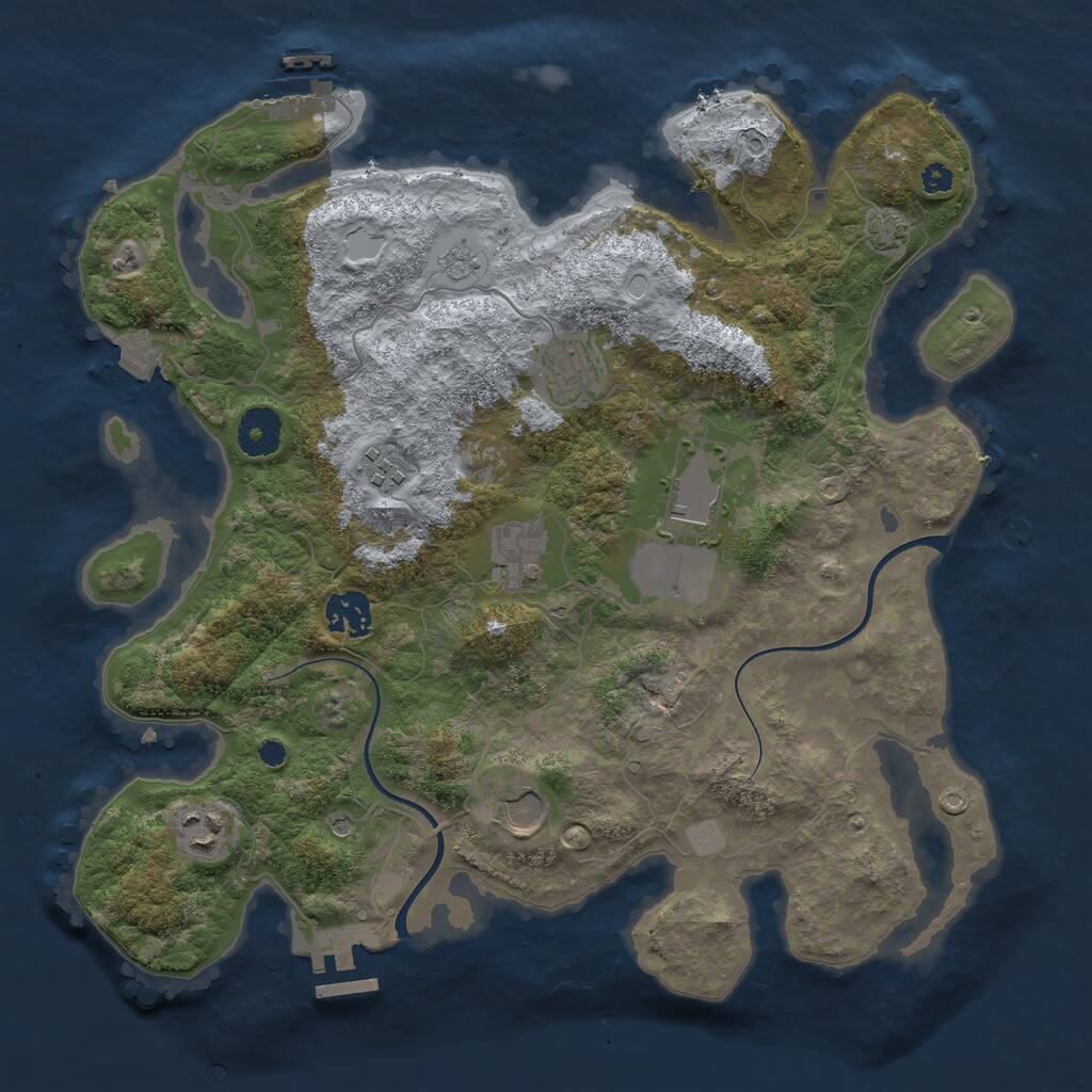 Rust Map: Procedural Map, Size: 3500, Seed: 71005440, 13 Monuments