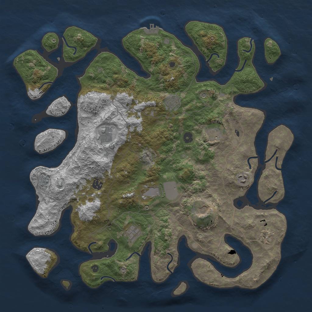 Rust Map: Procedural Map, Size: 4500, Seed: 23784, 14 Monuments