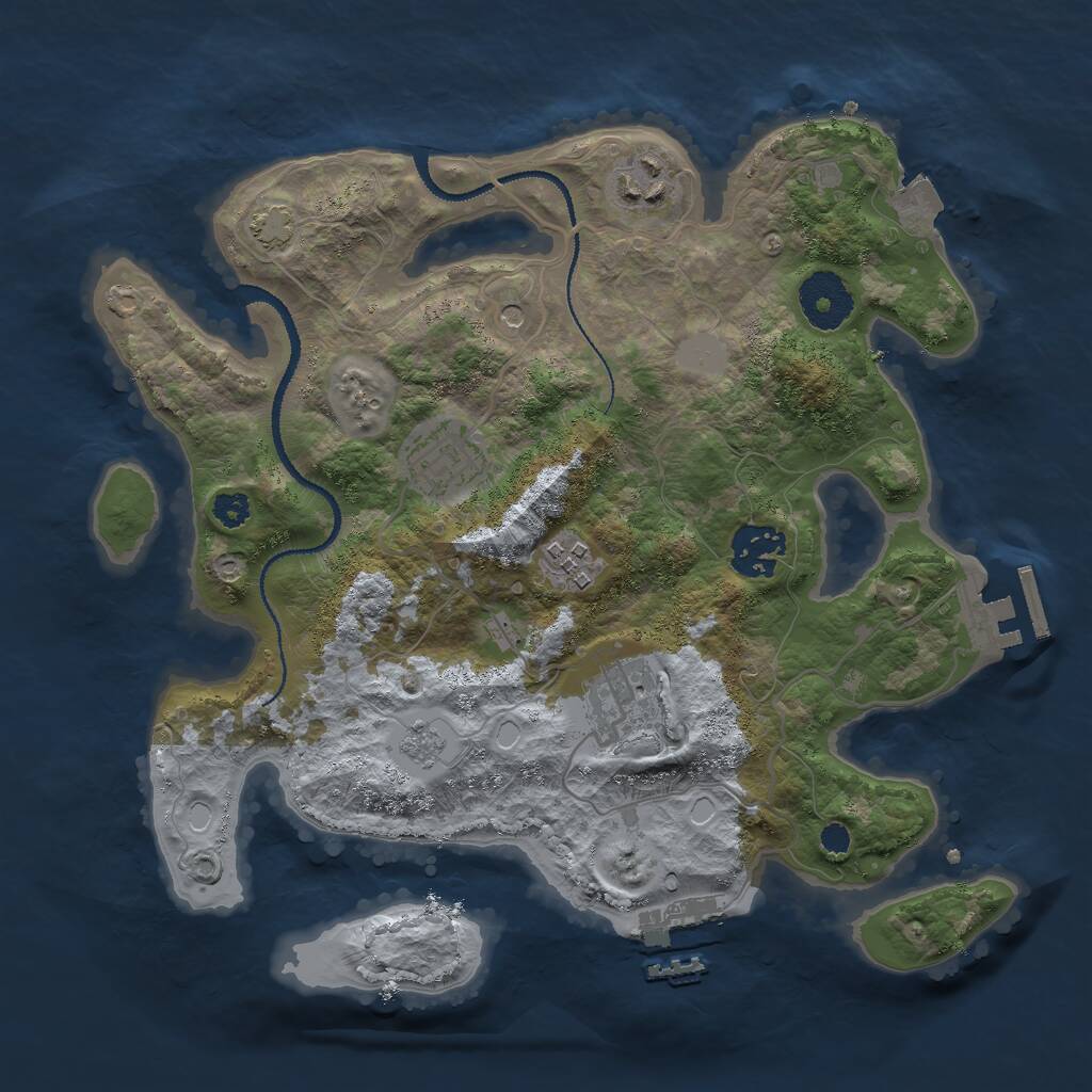 Rust Map: Procedural Map, Size: 3000, Seed: 466944201, 11 Monuments