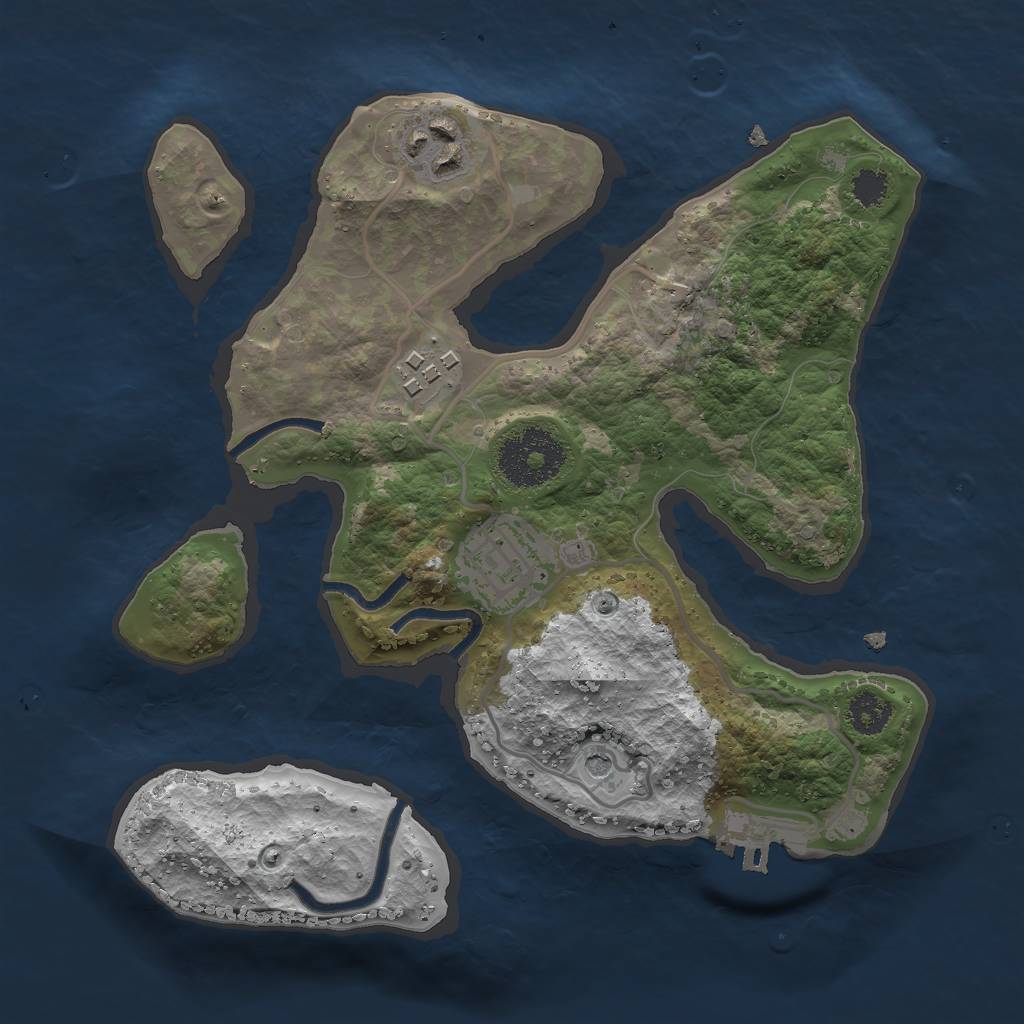 Rust Map: Procedural Map, Size: 2500, Seed: 6584, 7 Monuments
