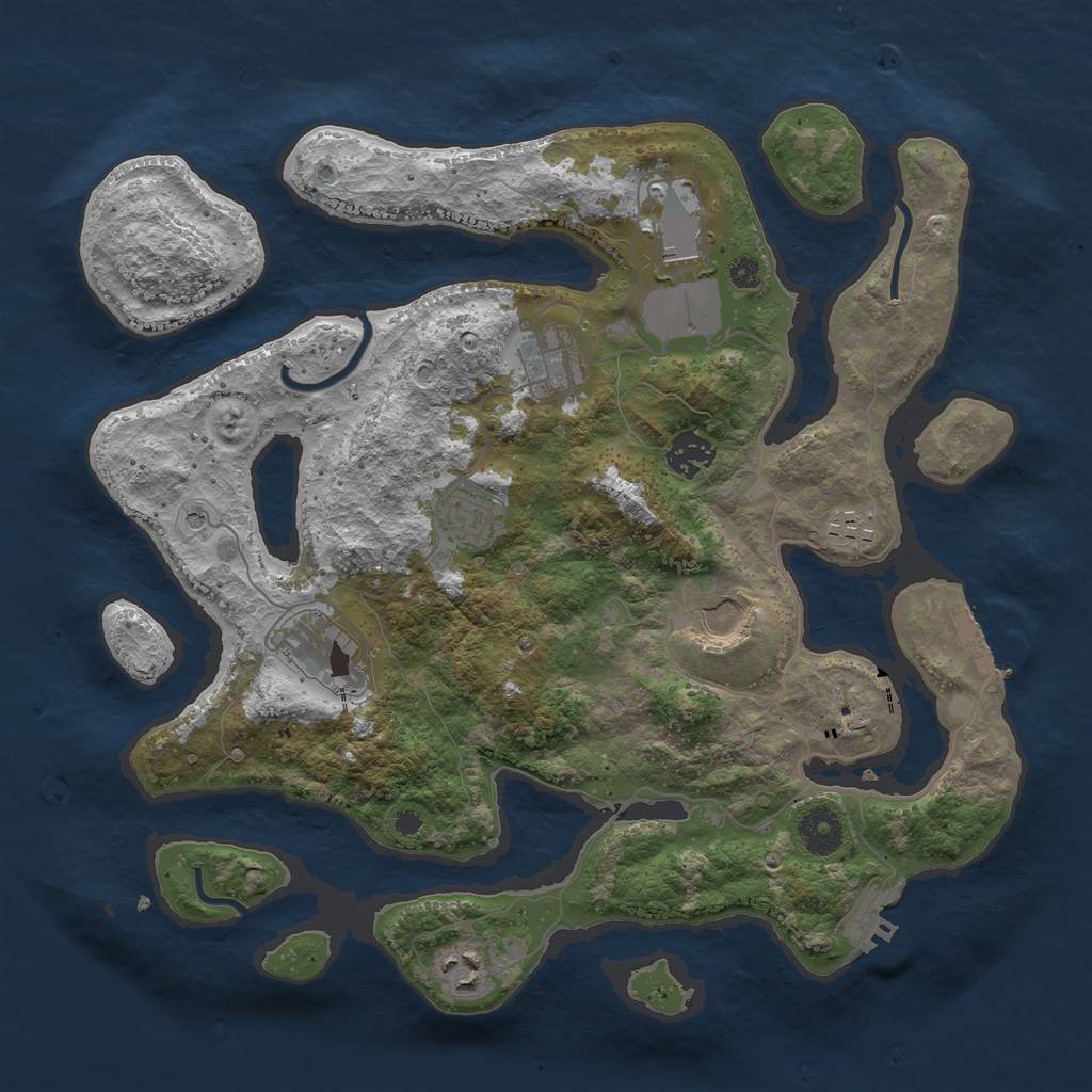 Rust Map: Procedural Map, Size: 3600, Seed: 883394492, 13 Monuments